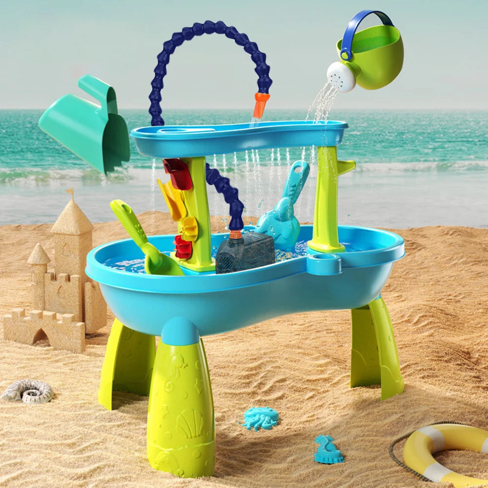 Shady Oasis Pump and Splash Water Table- Water Play Toy Set with Powerful Pump - Kids&